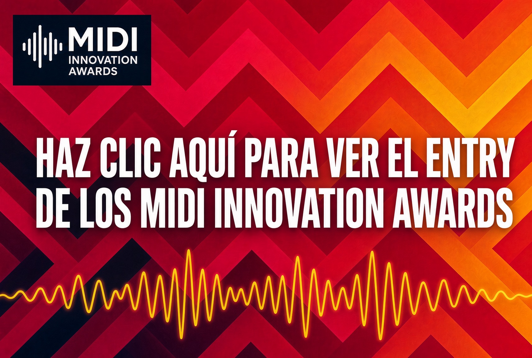 Grafica en espanol de MIDI Innovation Awards que invita a abrir la candidatura